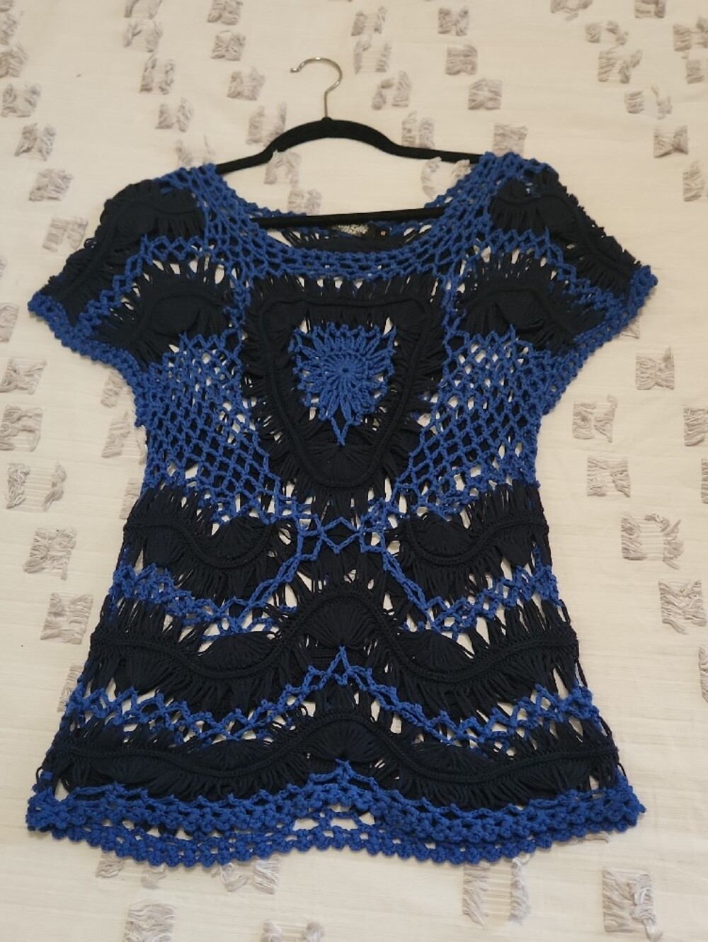 Miss Kelly 1999 Los Angeles, Hand-Crocheted  Short-Sleeve Women’s Top